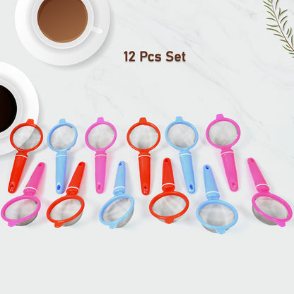 Set of 12 Wukusy plastic tea and coffee strainers with small holes for filtering beverages, ideal for brewing tea and coffee.