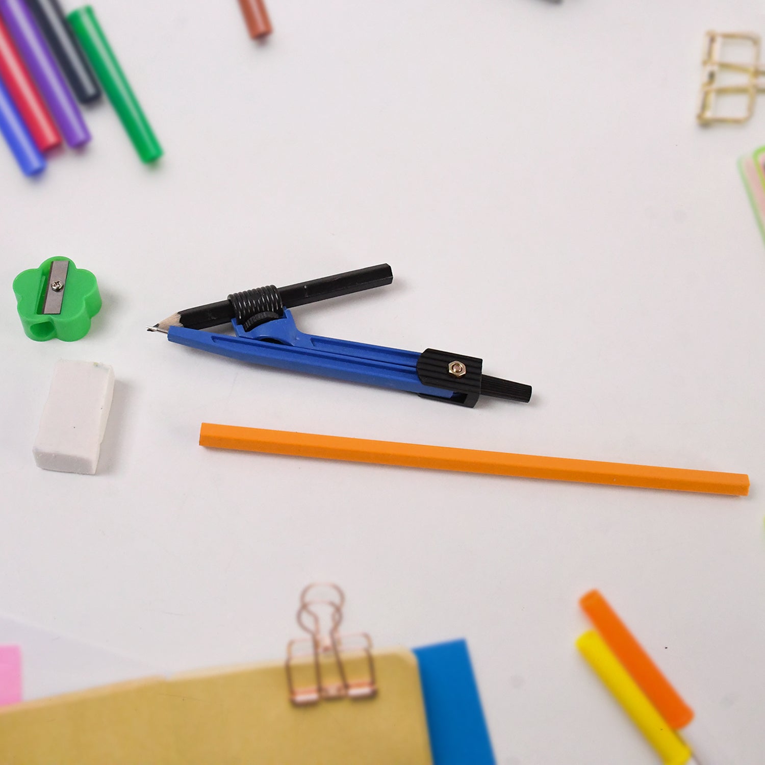 Wukusy 9-in-1 office stationery set for students and office use, includes rulers, pens, and other essential writing tools.