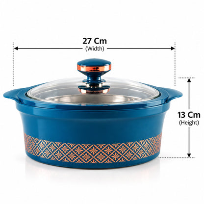 Crystal Casserole With Stainless Steel Inner Bowl And Glass Lid (3500 Ml)