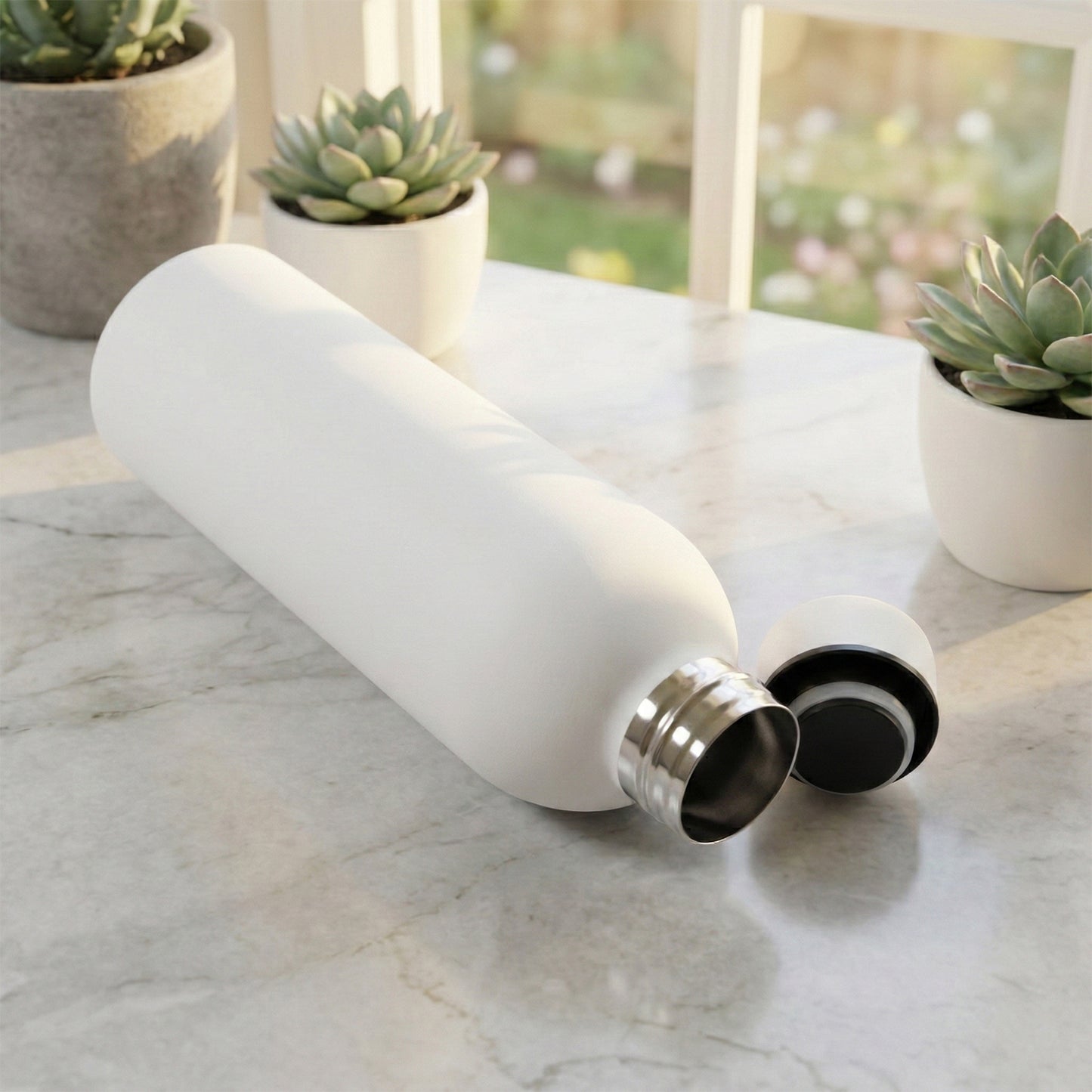 Stainless Steel Double Wall Vacuum-insulated Drink Water (White  500 Ml Approx)