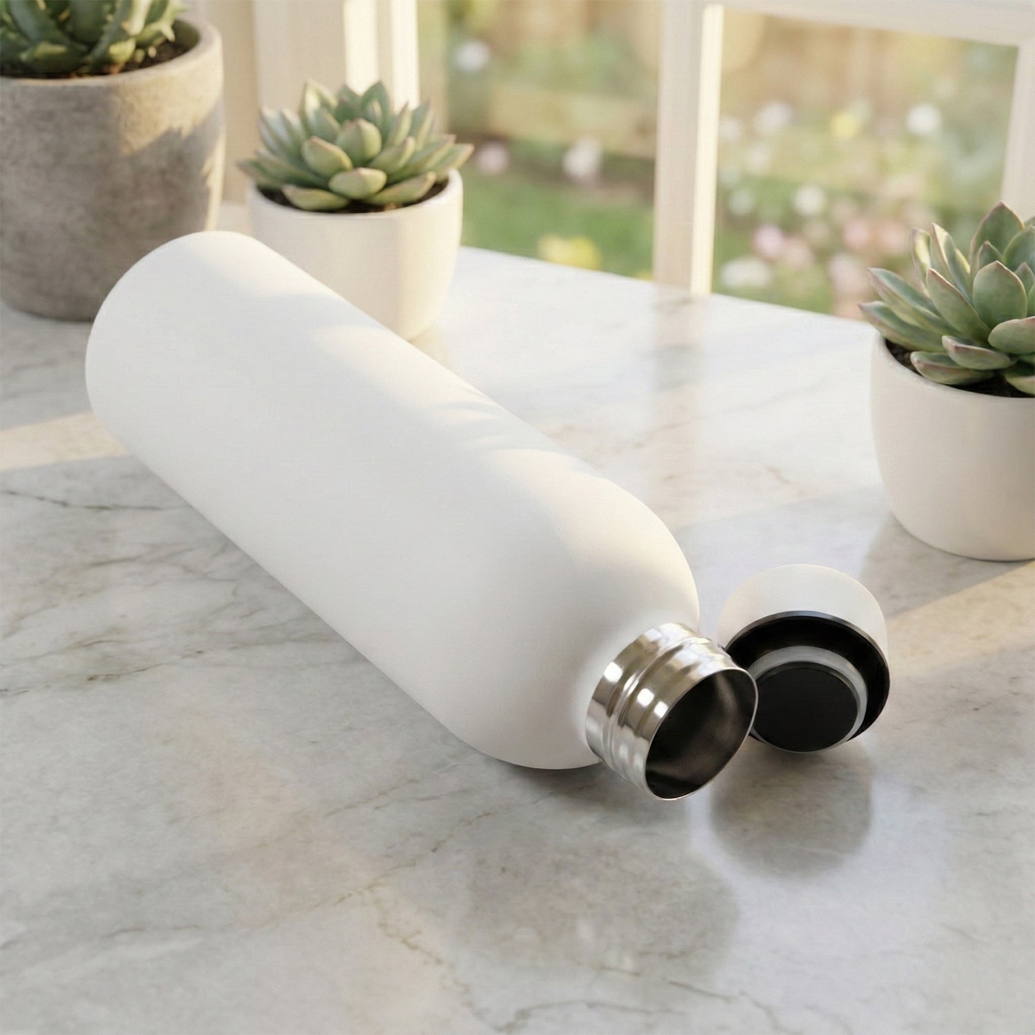 Stainless Steel Double Wall Vacuum-insulated Drink Water (White  500 Ml Approx)