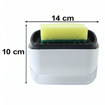 2 In 1 Press Soap Pump Dispenser With Sponge Holder For Kitchen Sink (1 Pc)