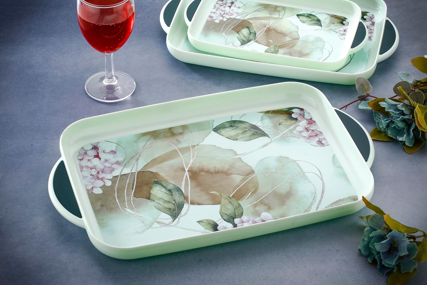 Set of 3 decorative trays by Drpshippr, suitable for kitchen, office, and home decor, featuring stylish and versatile design.