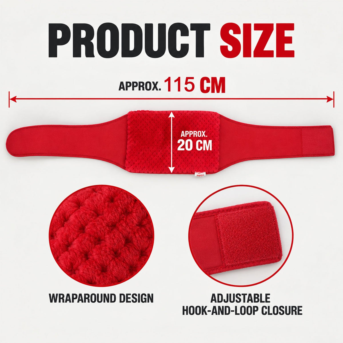 Wukusy soft plush adjustable waist warmer belt with pocket, designed for comfortable indoor wear, shown in a cozy, relaxed setting.