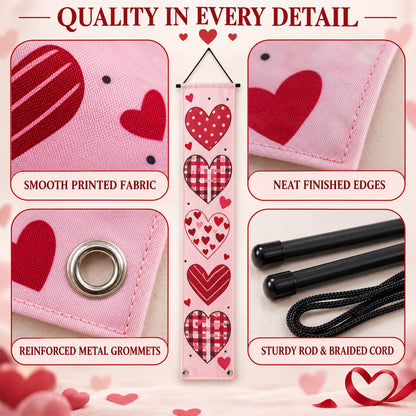 Pair of love heart printed door hanging backdrop curtains by Wukusy, 180x30 cm, featuring romantic love heart designs.