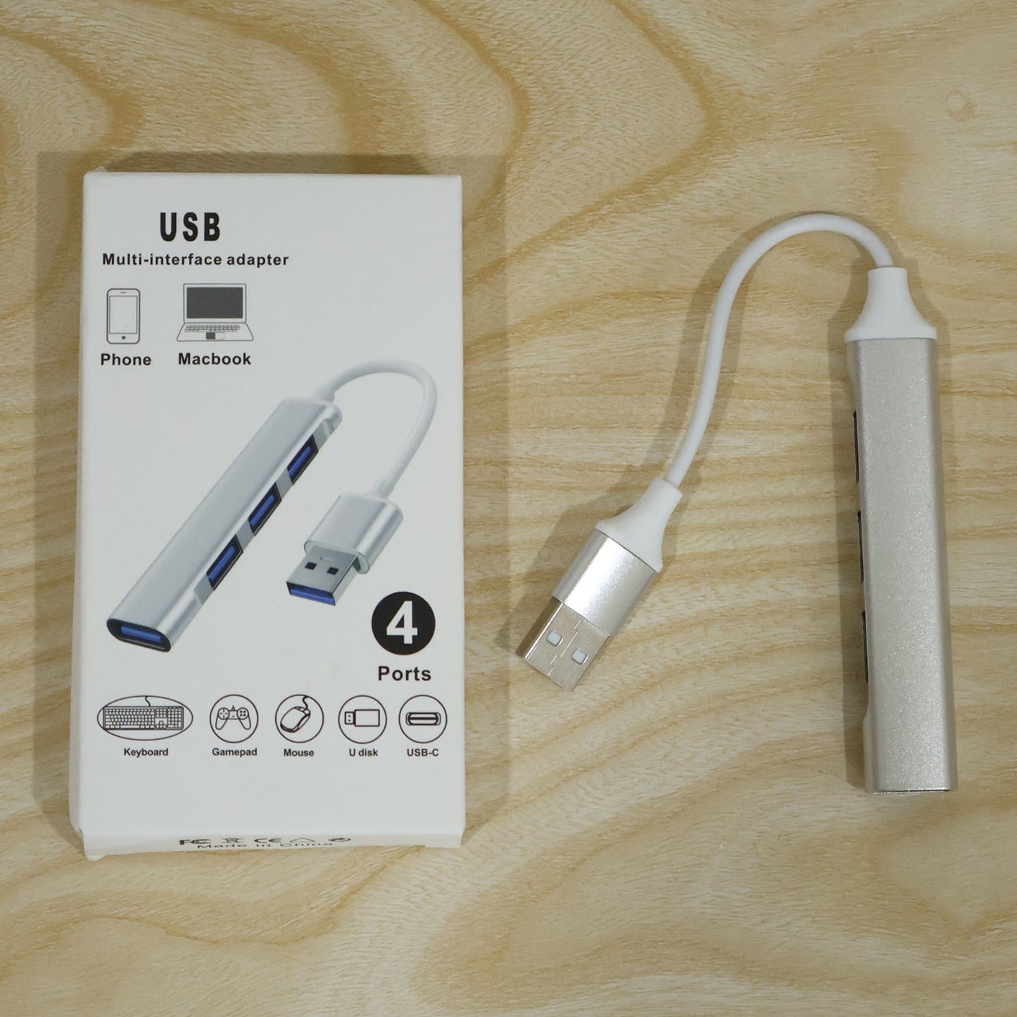 Usb To Four Port Usb Hub Multi Interface Adapter For Laptop And Computer (1 Pc)