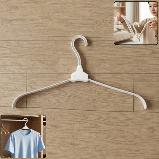 Foldable plastic clothes hanger by Wukusy, displaying a sleek, lightweight design ideal for organizing shirts and jackets.