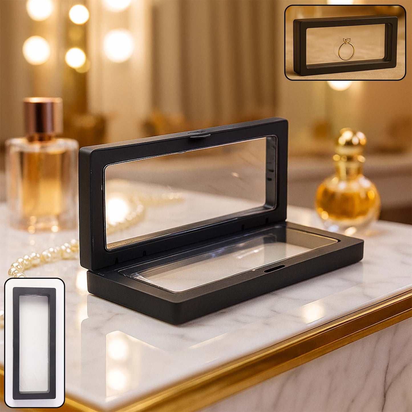 Clear jewellery display box by Wukusy, 18x7 cm, showcasing a sleek transparent case for organizing and presenting jewelry.