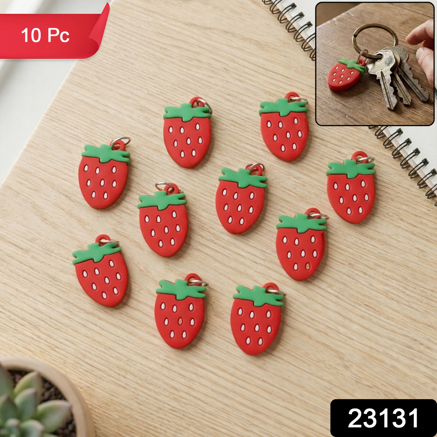 Strawberry Design Bag Charm Keychain Set (10 Pc)