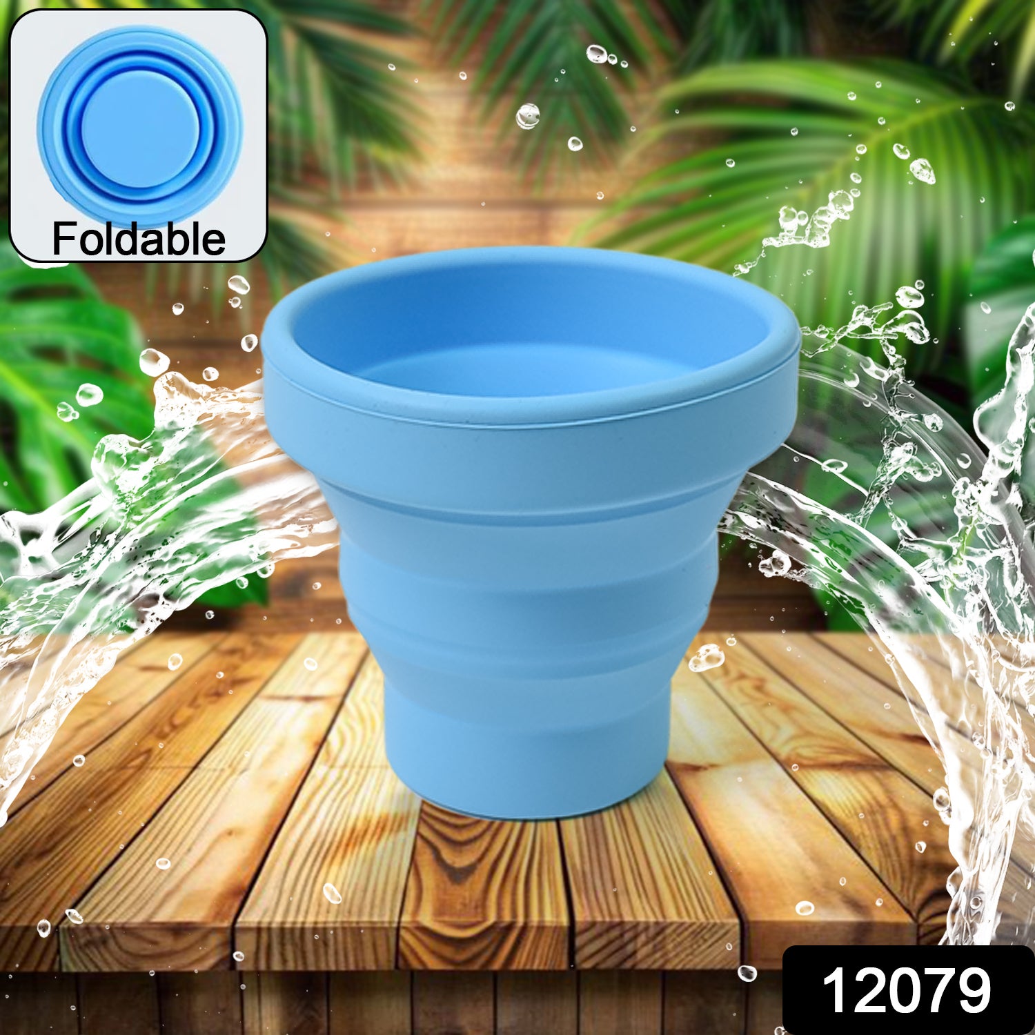 Wukusy round silicone foldable travel mug without lid, portable and collapsible for easy use at home or on the go.