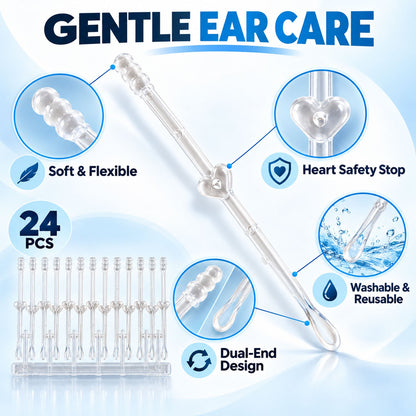 Silicone Ear Cleaning Kit With Dual End Sticks And Storage Holder (24 Pc)