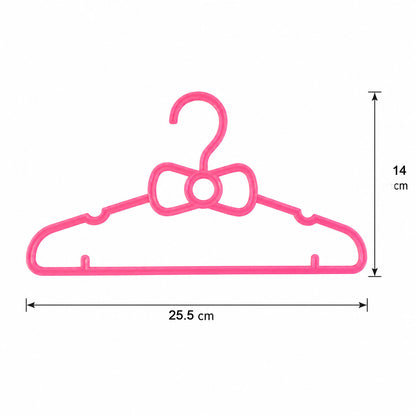 Kids Plastic Clothes Hangers Set Of 4 Cute Bow Design Baby Wardrobe (4 Pc Set)