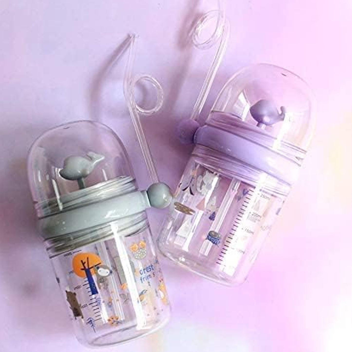 Wukusy baby drinking cup with straw, lid, whale design, spill-proof toddler tumbler, ideal for children’s water bottles.