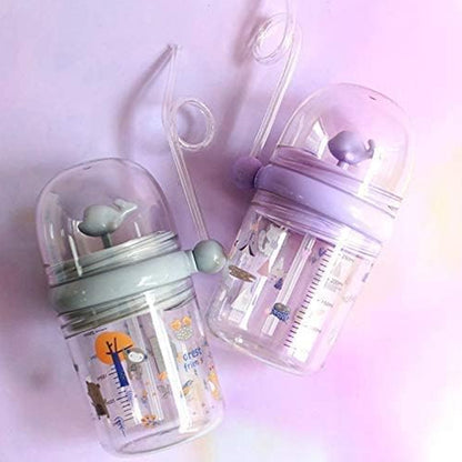 Wukusy baby drinking cup with straw, lid, whale design, spill-proof toddler tumbler, ideal for children’s water bottles.