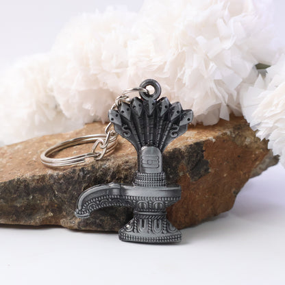 Premium Metal Shiva Lingam With Naag Religious Keychain (1 Pc)