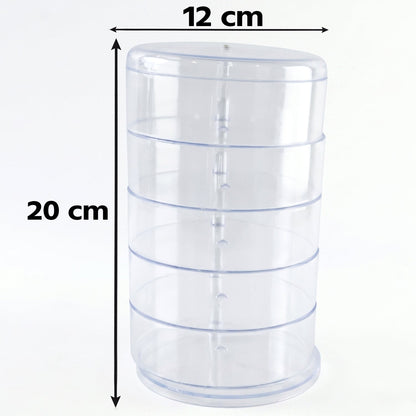 5 Layer Rotating Jewelry Storage Box Organizer For Rings Earrings Watches (1 Pc)