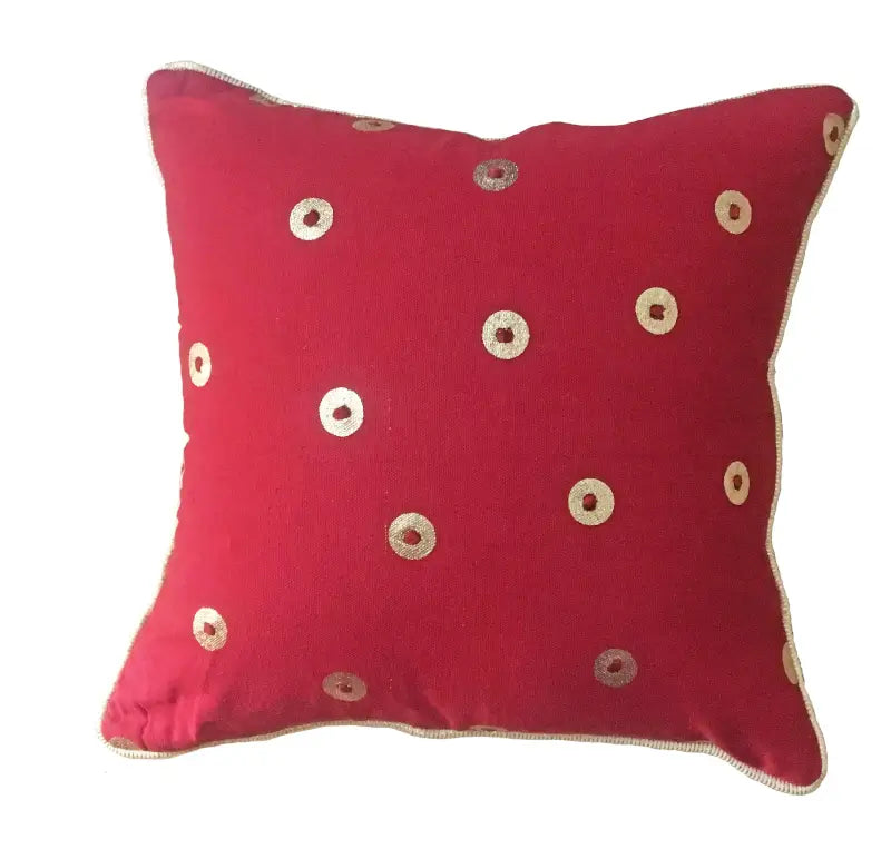 Crimson Charm Cotton Pillow Cover