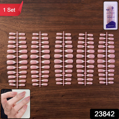 Artificial Nail Tips Set  Elegant French Manicure At Home