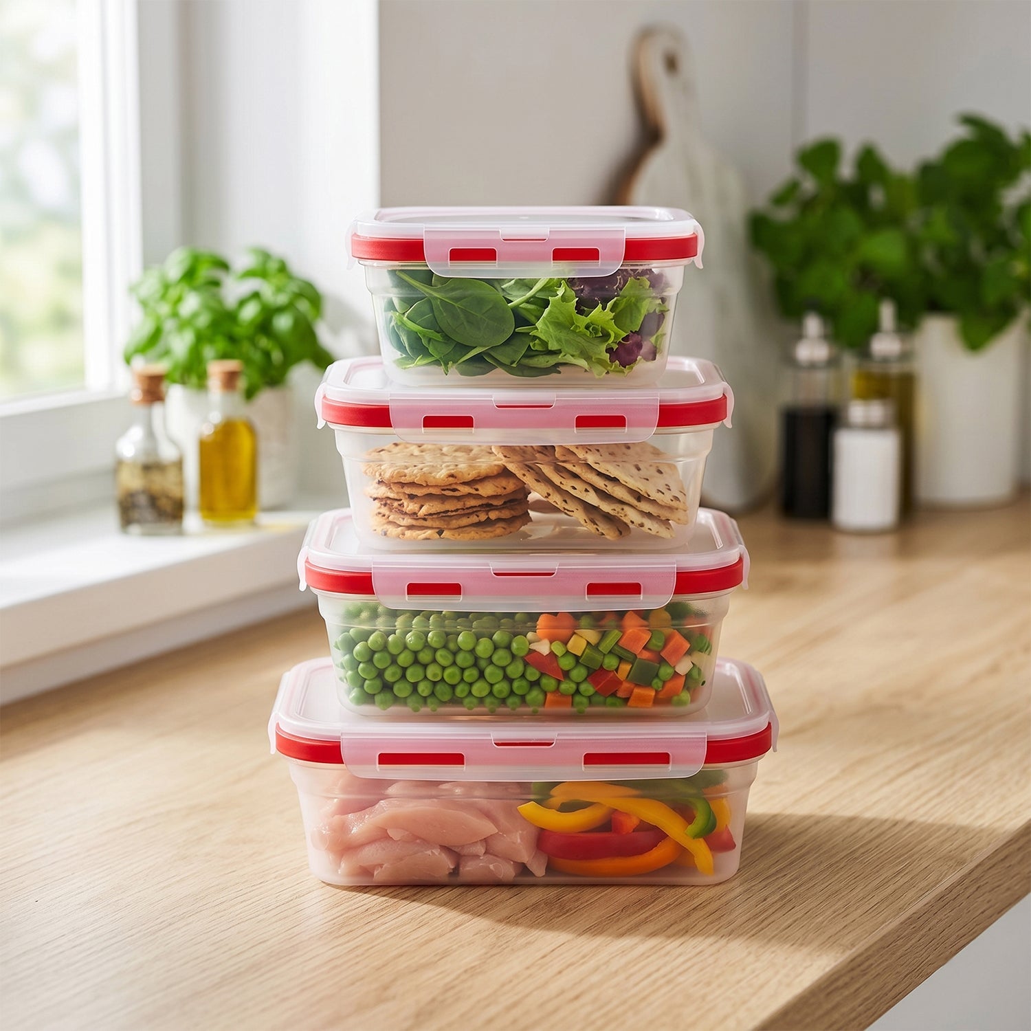 Collapsible Food Storage Container Set Airtight Foldable Lunch Box (4 Pc Set)