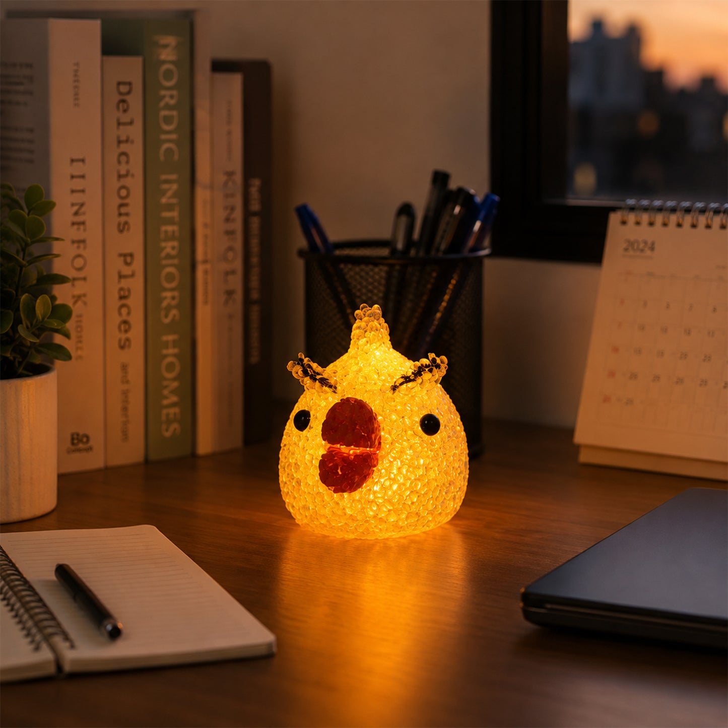 Wukusy cartoon-shaped LED night lamp with crystal texture and glowing light, perfect for kids' bedrooms or cozy spaces.