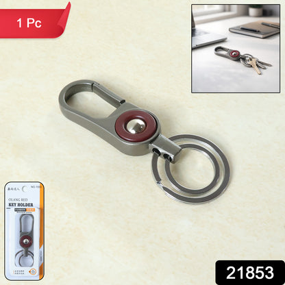 Wukusy premium metal key holder with dual rings and secure clip, designed for organizing keys efficiently.