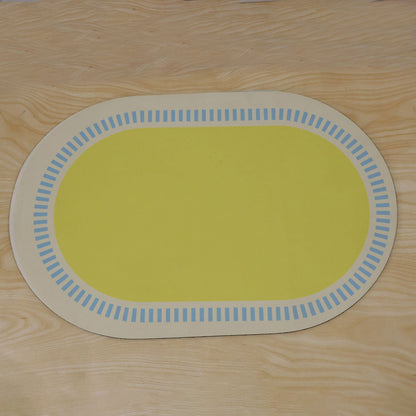 Wukusy striped border oval shower mat with quick-dry fabric in a bathroom setting, measuring 60x40 cm.