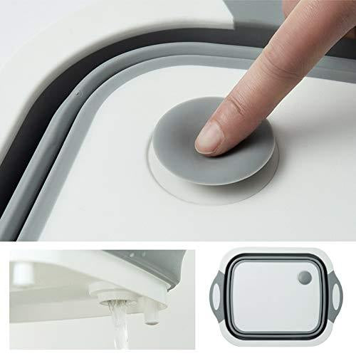 0098b (Brown Box) Foldable Chopping Board Dish Rack Washing Bowl  Draining Basket 3in1 Multi-function