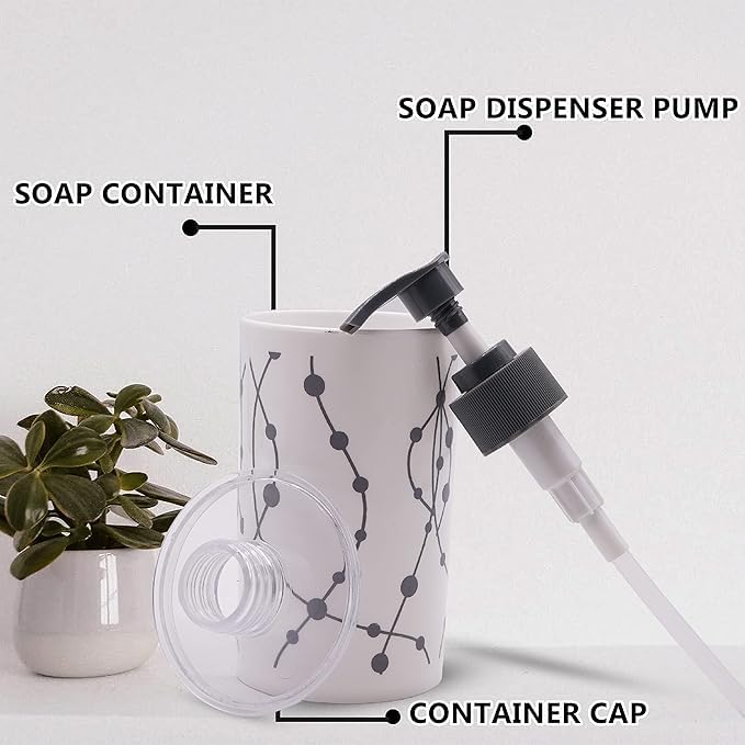 Drpshippr unbreakable soap dispenser bottle set, refillable liquid dispenser for bathroom use, durable and sleek home and kitchen accessory.