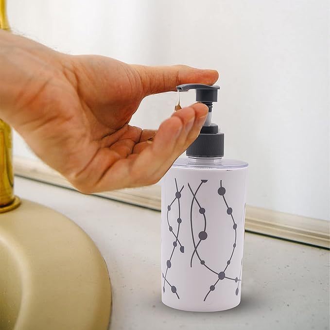 Unbreakable soap dispenser bottle set by Drpshippr, refillable liquid dispenser for bathroom use with durable, clear plastic design