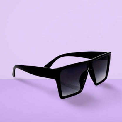 Unisex free size retro square sunglasses with black frames and dark lenses, stylish eyewear by Drpshippr.