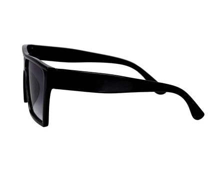 Unisex free size retro square sunglasses with black frames and dark lenses, stylish and suitable for all genders.