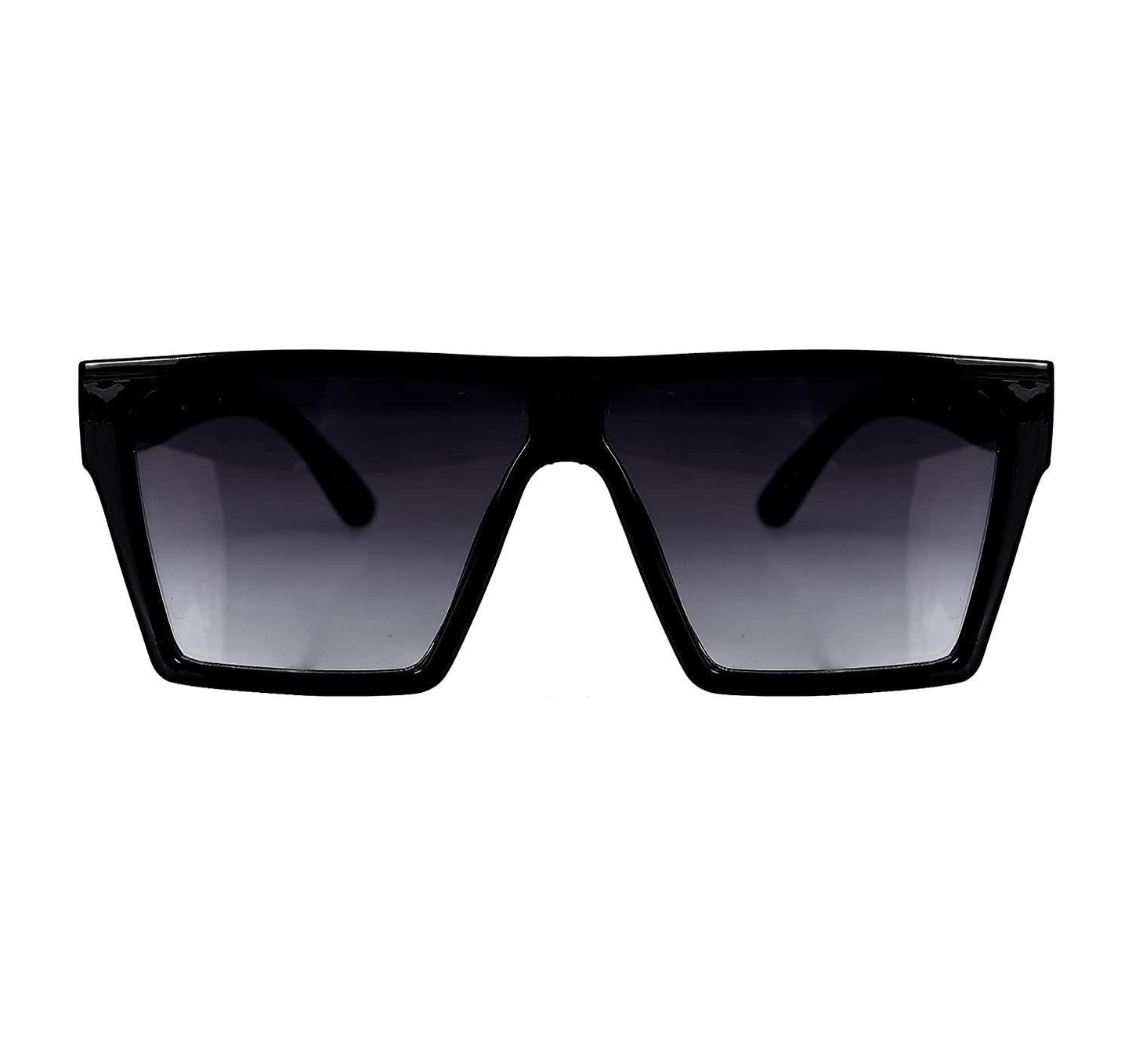 Unisex free size retro square sunglasses by Drpshippr with black frames and dark tinted lenses.