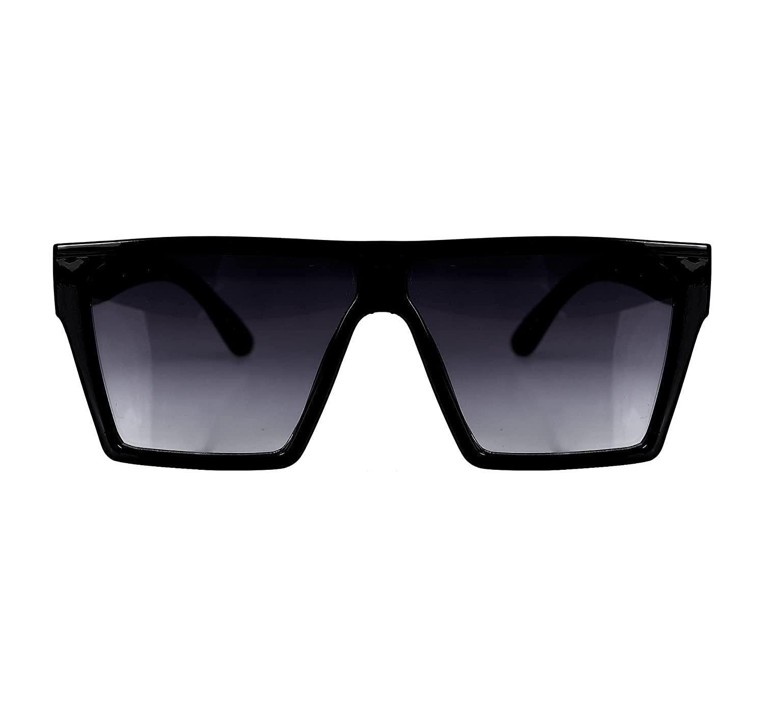 Unisex free size retro square sunglasses by Drpshippr with black frames and dark tinted lenses.
