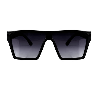 Unisex free size retro square sunglasses by Drpshippr with black frames and dark tinted lenses.