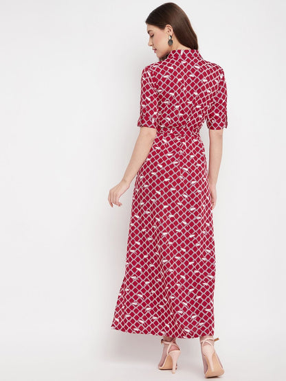 Men's collection UPTOWNIE Lite stylish crepe maxi dress with button-down design, featuring a modern, elegant silhouette.