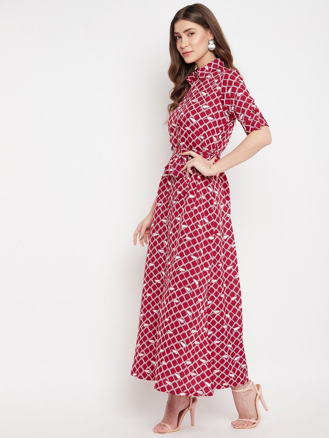 Stylish women's crepe maxi dress with button-down design from Drpshippr's Uptownie Lite collection, featuring a relaxed fit and elegant style.