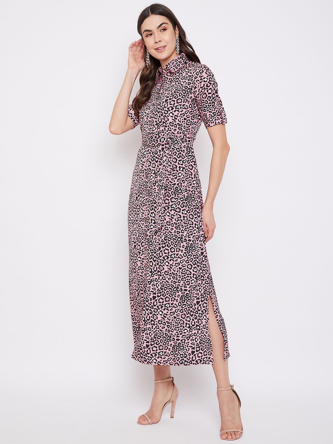 Drpshippr Uptownie Lite women's crepe button-down shirt maxi dress, flowing fabric, elegant design, suitable for casual or formal wear.