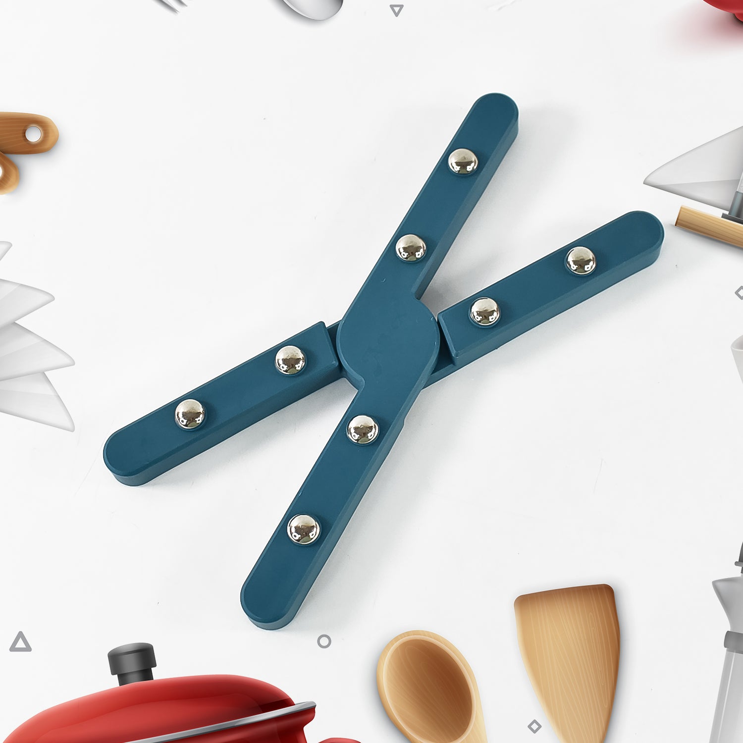 Wukusy Apex Foldable Hot Mate Set with two folding pan stands for hot pots, ideal for home and kitchen use.