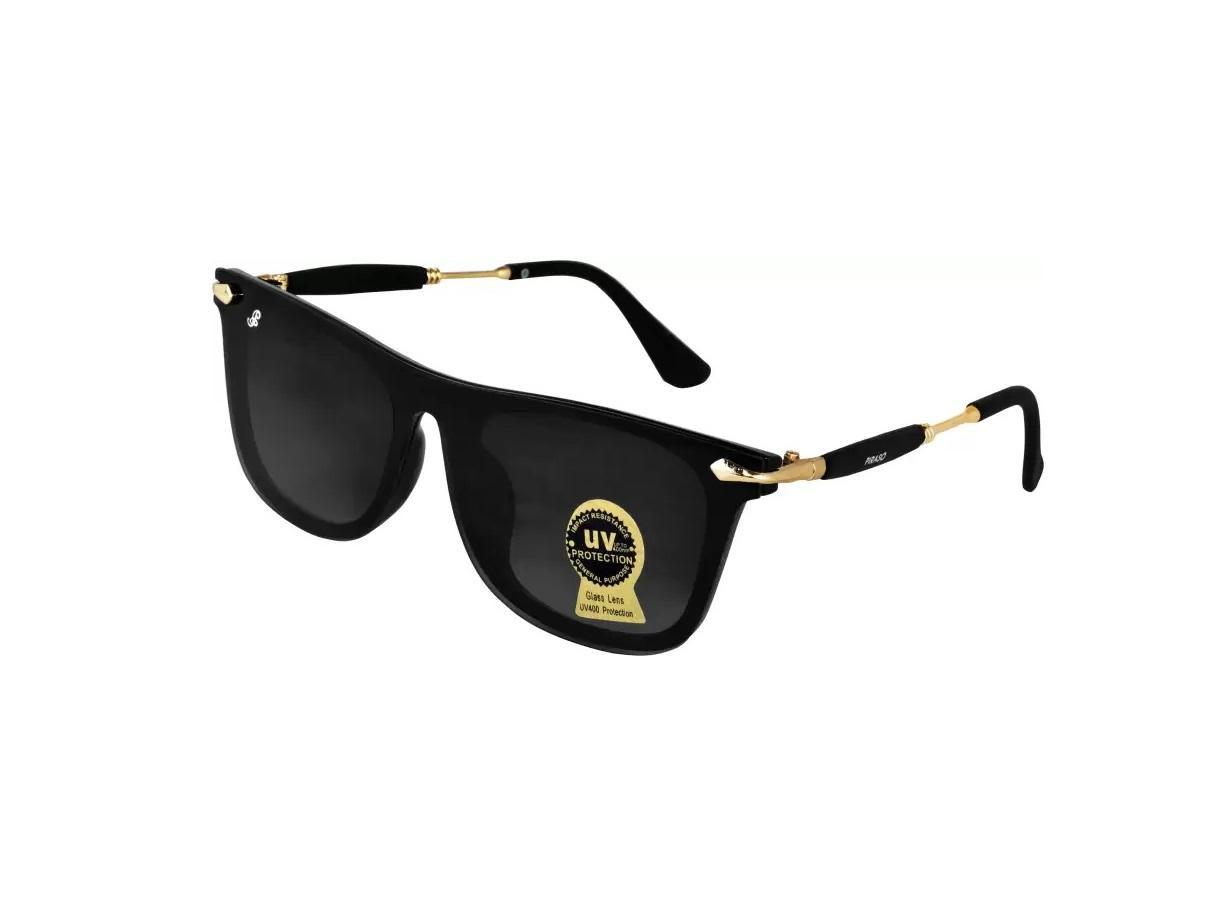 Black UV protection Wayfarer sunglasses from Drpshippr's men's collection, suitable for men and women, stylish outdoor eyewear.
