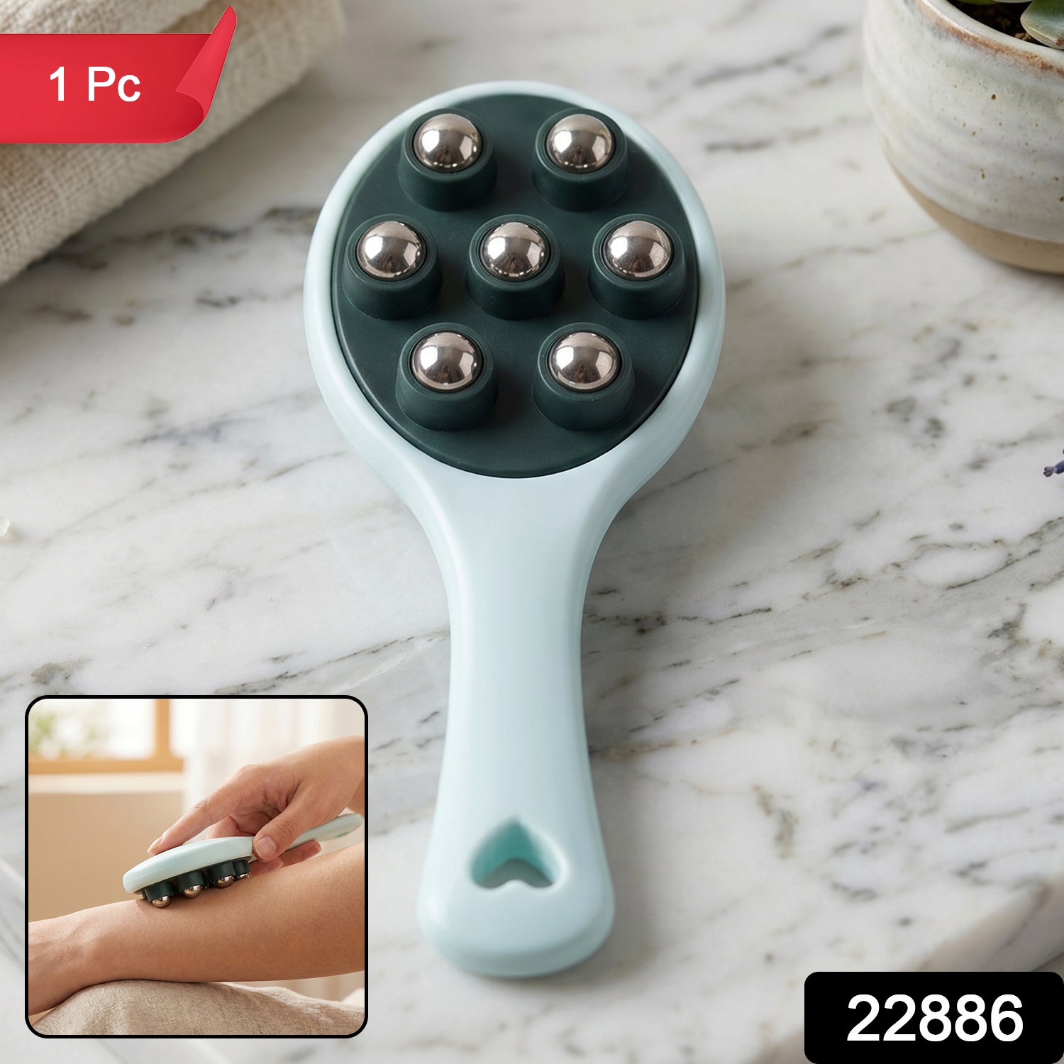 Handheld Roller Ball Body Massager With 7 Steel Balls For Relaxation (1 Pc)