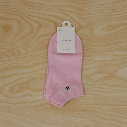 Pair of Wukusy women's low cut ankle socks, soft stretchable no-show sports socks, shown from the side.