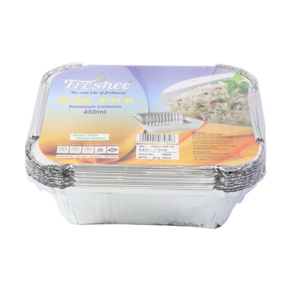 Freshee Aluminium Food Container With Lid  450 Ml  10 Pc