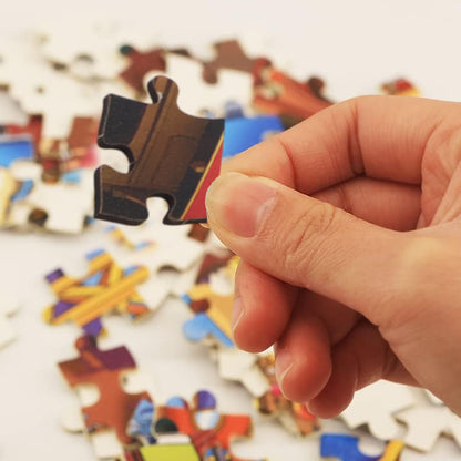 Kids mini cartoon jigsaw puzzle by Wukusy, featuring a colorful mix of cartoon characters for children’s play and learning.