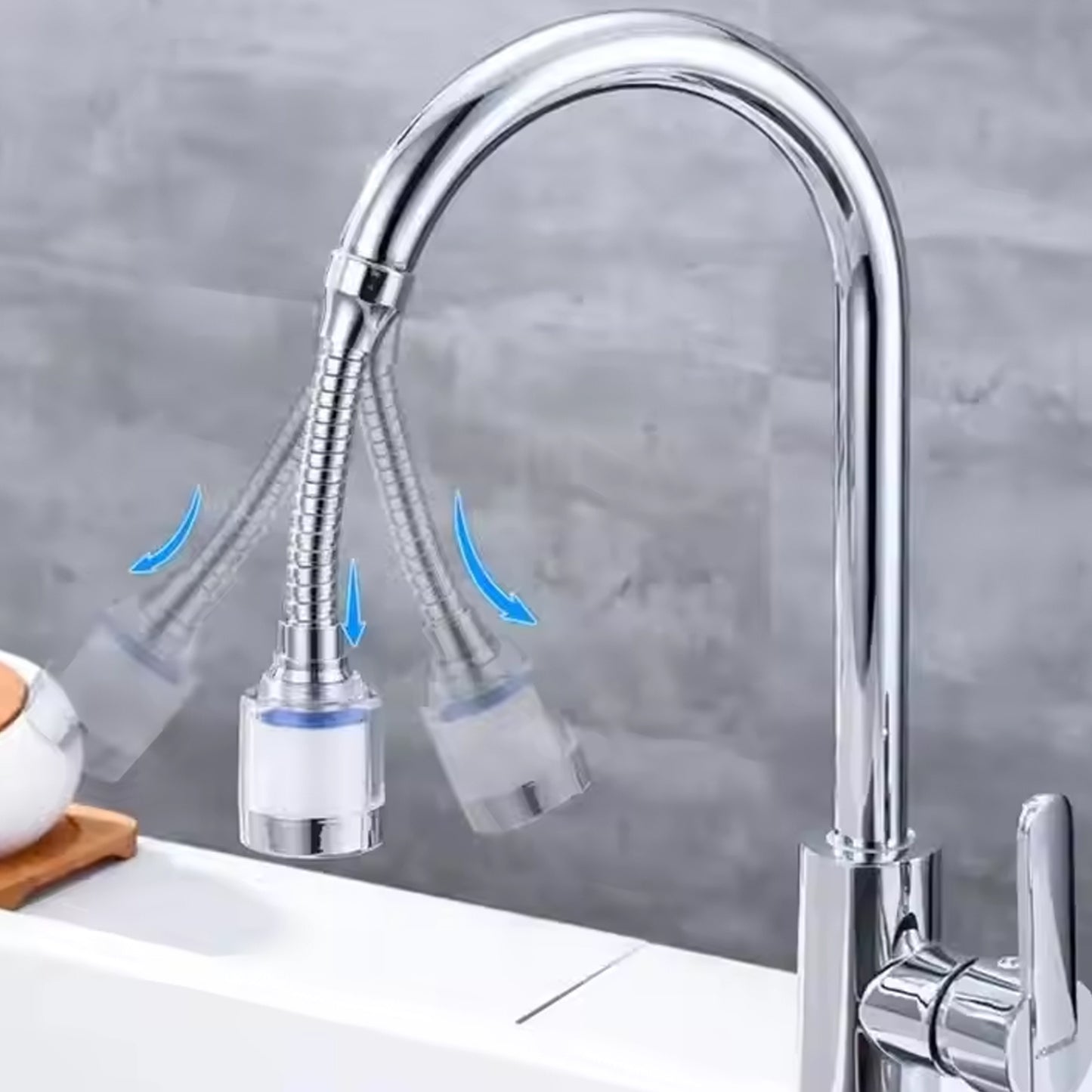 Wukusy plastic water-saving sprinkler faucet aerator, 6.5-inch, with adjustable spray pattern for garden watering.