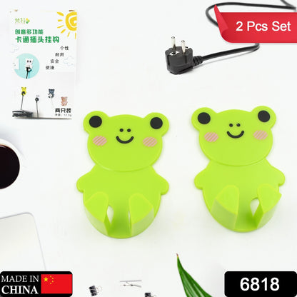Wukusy plastic adhesive cable plug hooks with power socket holder, suitable for home, office, and restaurant use, 2-piece set.