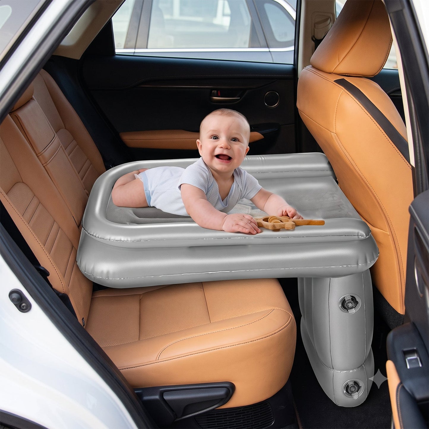 Inflatable Travel Air Bed Mattress For Car Back Seat Kids Baby (1 Set)