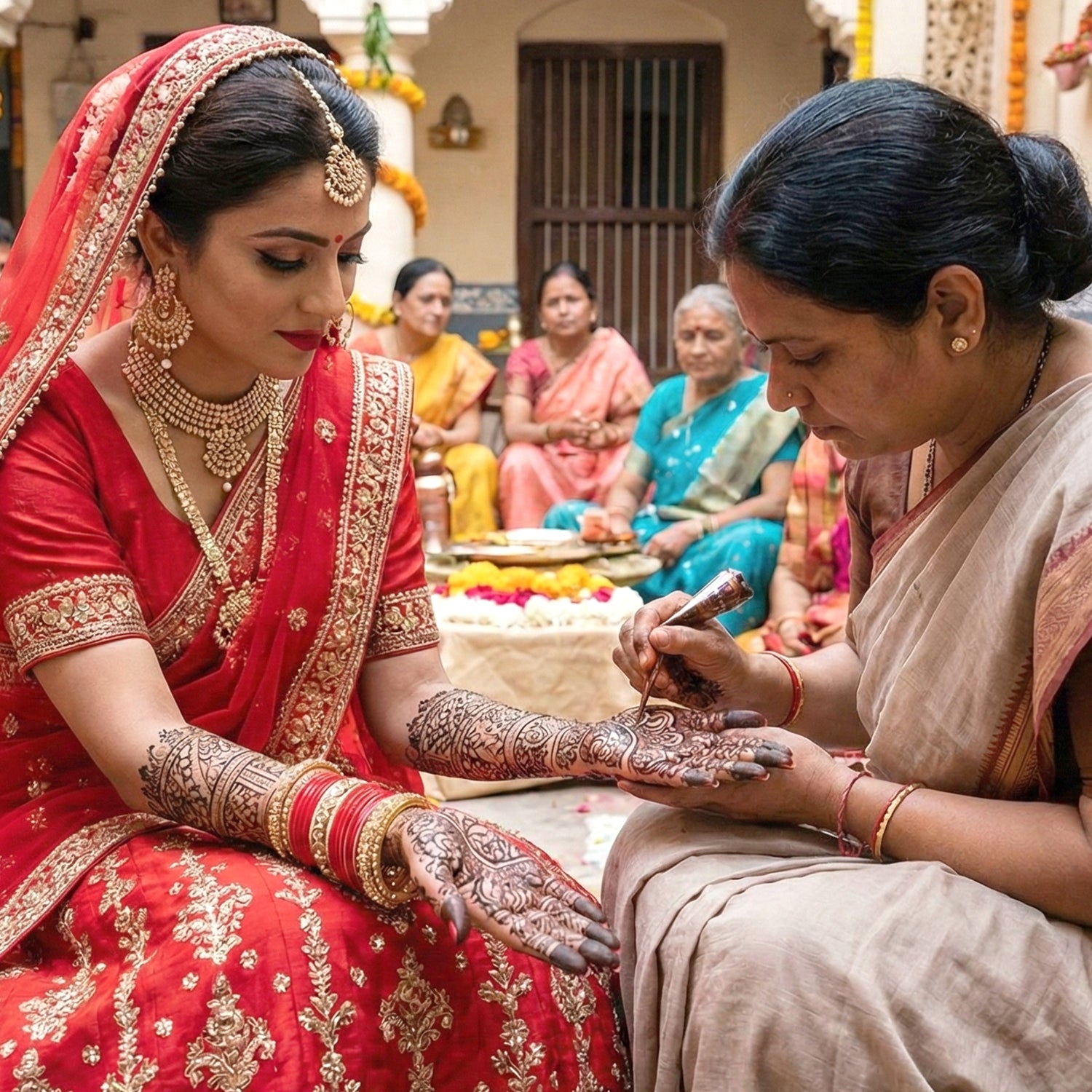 Wukusy traditional herbal mehndi powder in an 80-gram pack, showcasing vibrant green henna powder for hair and body decoration.