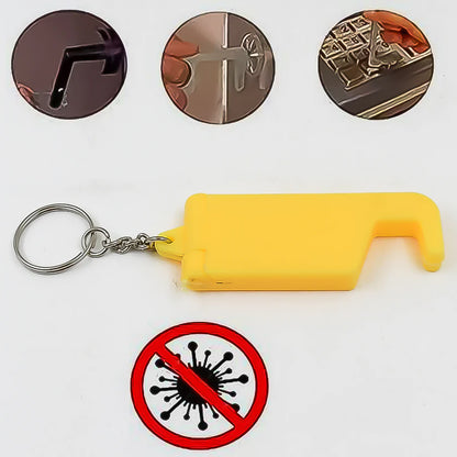 Set of 5 multicolor Wukusy 2-in-1 plastic keychains with mobile stands and phone holders for office use.