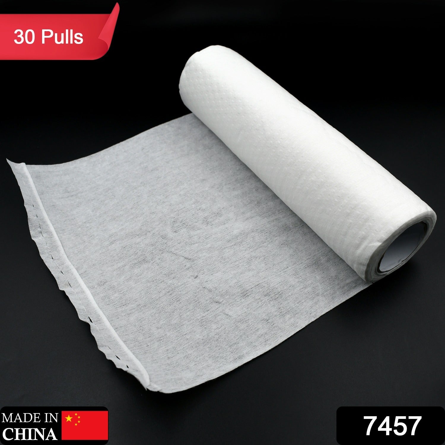 Wukusy non-woven reusable kitchen tissue roll with printed design, oil-absorbing, washable dish cloth and cleaning paper, 30 sheets