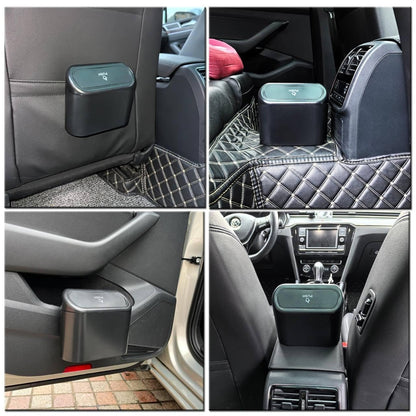 Wukusy mini waterproof car trash can with lid, compact car trash bin storage box for clean vehicle interior